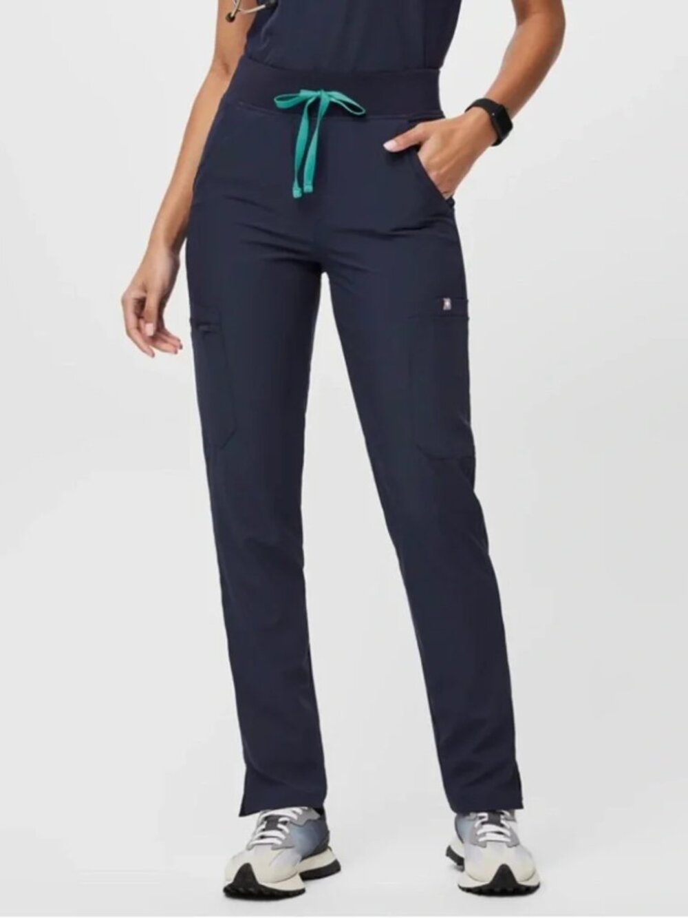 Figs Women's Navy Blue FREEx Lined High Waisted Yola Skinny Scrub Pants